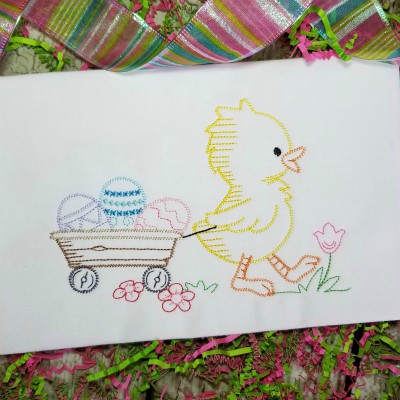 Vintage Stitch Easter Chick Machine Embroidery Design